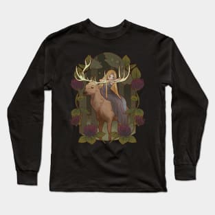 Fairy Tale Deer in in the Magical Forest Long Sleeve T-Shirt